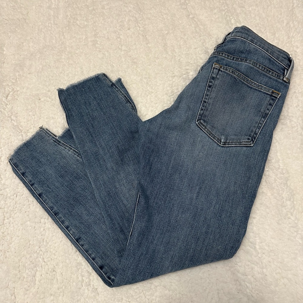 FRAME Le Boy Straight Crop Jeans Beaudry Wash Gusset Hem Size 26 - Picture 4 of 12